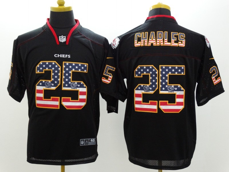 Men's Kansas City Chiefs Jamaal Charles #25 Black Jersey